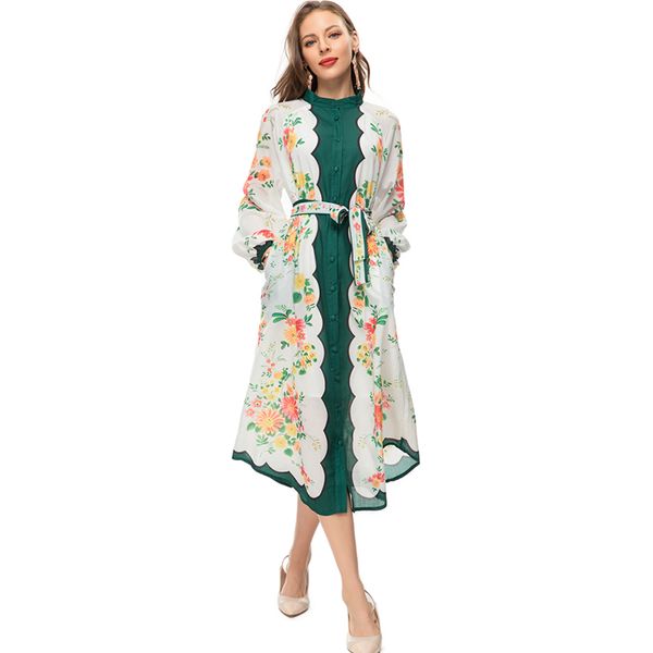women's runway dresses o neck long sleeves printed lace up belt high street fashion designer vestidos, Black
women's runway dresses o neck long sleeves printed lace up belt high street fashion designer vestidos, Black