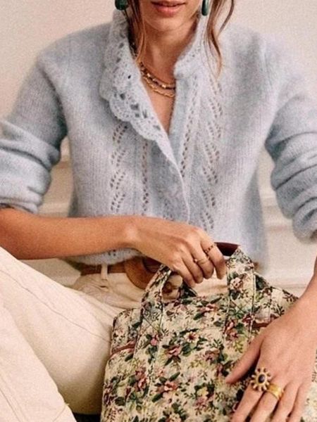 sweaters women mohair knitted sweater cardigan 2022 spring ladies singlebreasted petal trim hollow out female soft knitwear top, White;black
sweaters women mohair knitted sweater cardigan 2022 spring ladies singlebreasted petal trim hollow out female soft knitwear top, White;black