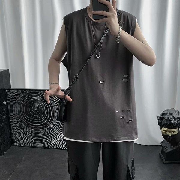 men' tank casual vest men loose sleeveless tshirt summer sports hole shortsleeved bottoming shirt fashion basketball 230428, White;black
men' tank casual vest men loose sleeveless tshirt summer sports hole shortsleeved bottoming shirt fashion basketball 230428, White;black