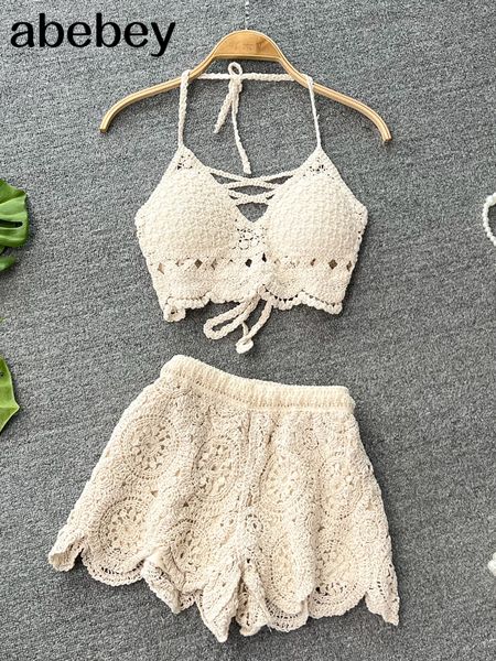women's tracksuits seaside holiday suit women's summer wear retro crochet hollow knitted suspender shorts 2pcs set 230503, Gray
women's tracksuits seaside holiday suit women's summer wear retro crochet hollow knitted suspender shorts 2pcs set 230503, Gray
