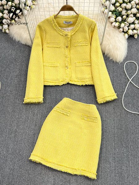 two piece dress singreiny fashion french style two pieces suits temperamant loose tweed short coathigh waist mini skirt autumn women ol sets, White
two piece dress singreiny fashion french style two pieces suits temperamant loose tweed short coathigh waist mini skirt autumn women ol sets, White