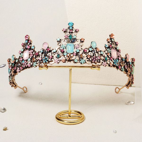 new king's crown palace retro colorful jewel headwear halloween makeup ball alloy crown, Silver
new king's crown palace retro colorful jewel headwear halloween makeup ball alloy crown, Silver