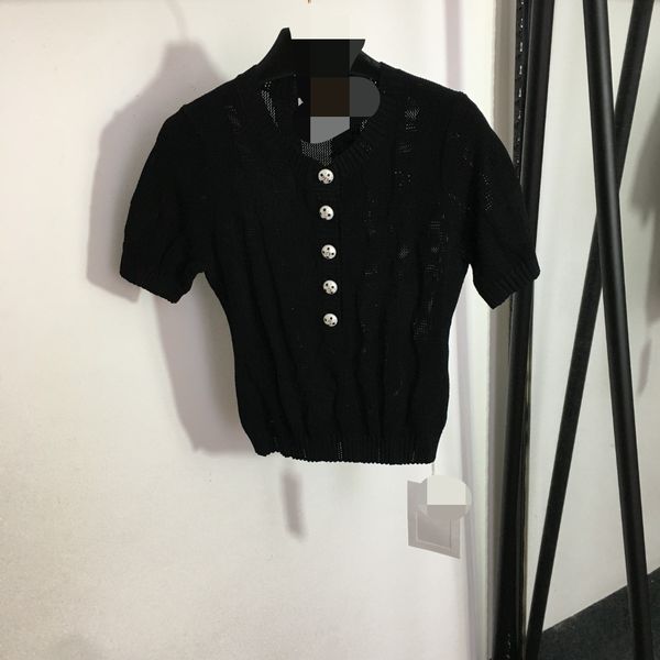 427 2023 runway summer brand same style sweater short sleeve black crew neck pullover striped fashion clothes womens 20232558, White;black
427 2023 runway summer brand same style sweater short sleeve black crew neck pullover striped fashion clothes womens 20232558, White;black