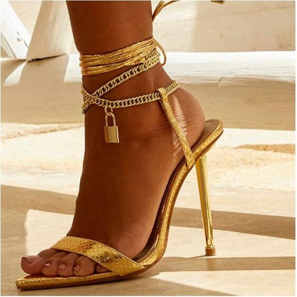 chains open toe summer sandals thin high heel bandage rome gladiators women sandal wedding bridal shoes big size 35-42, Black
chains open toe summer sandals thin high heel bandage rome gladiators women sandal wedding bridal shoes big size 35-42, Black