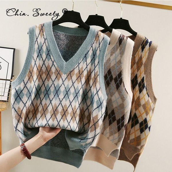 leather argyle knitted plaid women's vest 2021 spring korean preppy style vneck sleeveless sweater female vests fashion ladies pullover, Black
leather argyle knitted plaid women's vest 2021 spring korean preppy style vneck sleeveless sweater female vests fashion ladies pullover, Black