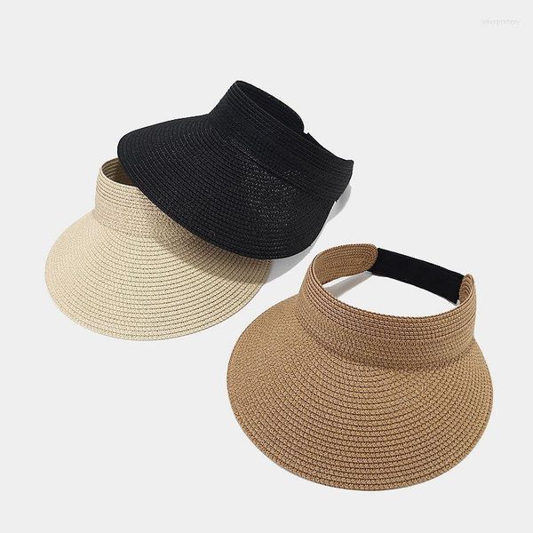 wide brim hats summer solid sun hat straw foldable visor cap for women 01, Blue;gray
wide brim hats summer solid sun hat straw foldable visor cap for women 01, Blue;gray