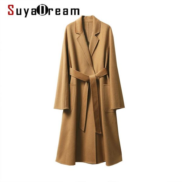 fur suyadream women wool blend handmade 100% wool women belts two pockets long coat 2021fw elegant office chic wool winter coat, Black
fur suyadream women wool blend handmade 100% wool women belts two pockets long coat 2021fw elegant office chic wool winter coat, Black