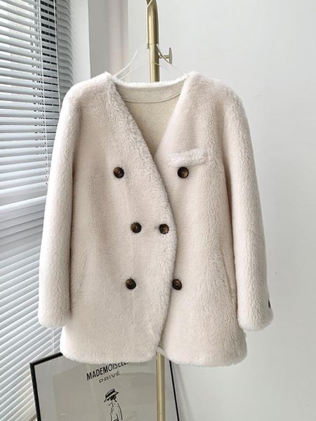 fur menina bonita 2022 double breasted vneck winter jacket women real fur coat natural weave wool fur thick warm loose outerwear, Black
fur menina bonita 2022 double breasted vneck winter jacket women real fur coat natural weave wool fur thick warm loose outerwear, Black