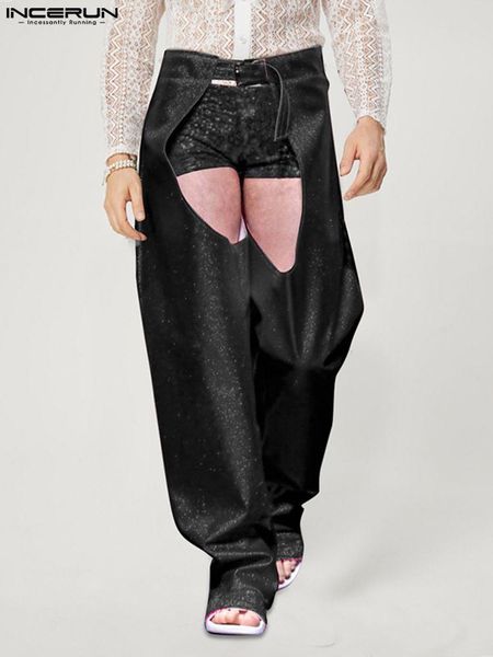 pants incerun 2022 american style new men's flash pantalons fashion male party shows crotch hollowed out loose trousers s5xl, Black
pants incerun 2022 american style new men's flash pantalons fashion male party shows crotch hollowed out loose trousers s5xl, Black