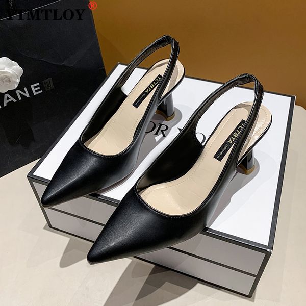 sandals baotou back empty high heel s thick heel spring single shoes pointed toe black work 230503
sandals baotou back empty high heel s thick heel spring single shoes pointed toe black work 230503