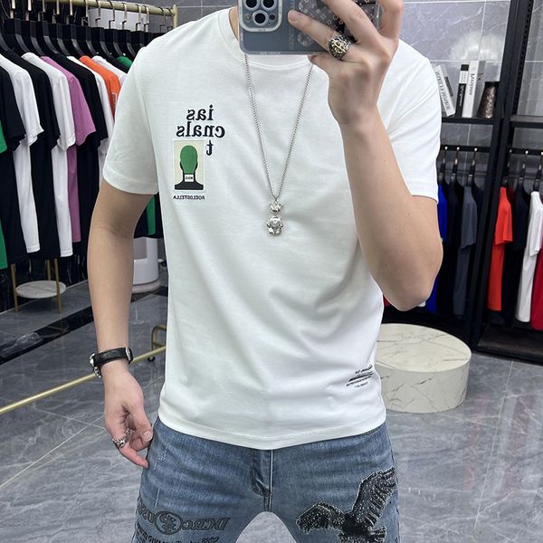 new men's short sleeve t-shirt casual fashion letter embroidery summer cotton male tees comfortable breathable clothing, White;black
new men's short sleeve t-shirt casual fashion letter embroidery summer cotton male tees comfortable breathable clothing, White;black