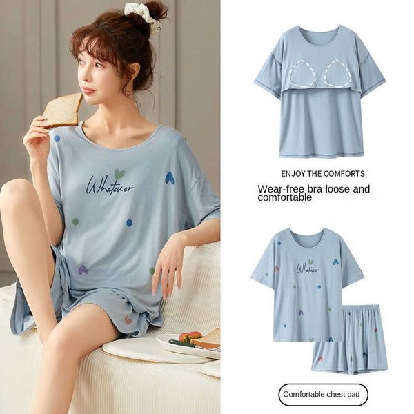 women's sleepwear short sleeve ladies pajamas with chest pad comfortable women summer pajama sets printed modal sleepwear young girl st, Black;red
women's sleepwear short sleeve ladies pajamas with chest pad comfortable women summer pajama sets printed modal sleepwear young girl st, Black;red