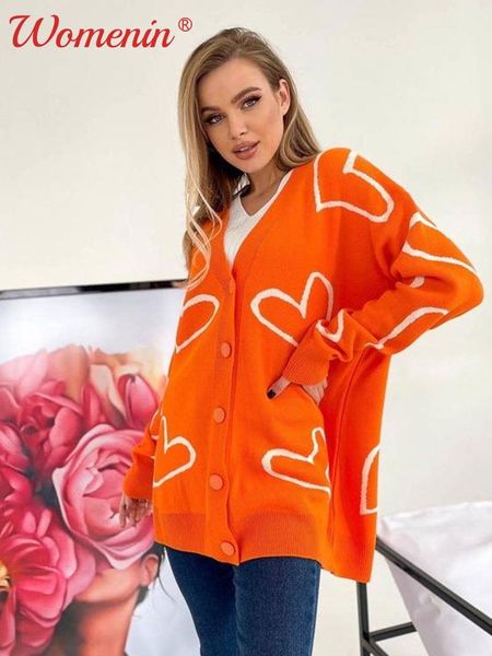 sweaters kintted heart cardigan for women sweater orange vneck print button long sleeve sweaters autumn winter casual loose lady, White;black
sweaters kintted heart cardigan for women sweater orange vneck print button long sleeve sweaters autumn winter casual loose lady, White;black