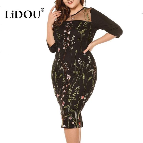 

t-shirt summer lace fashion plus size dress women aesthetic vintage print oversized vestidos de fiesta chic patchwork party dress, Black