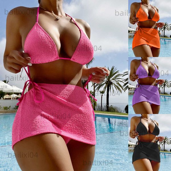 women's swimwear womens clothing 3 piece bikini set simple plain swimsuit with ties bathing suit women's bikinis trend 2023 swimsu, White;black
women's swimwear womens clothing 3 piece bikini set simple plain swimsuit with ties bathing suit women's bikinis trend 2023 swimsu, White;black