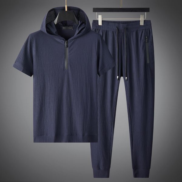 men's tracksuits minglu summer sport men's sets t-shirtpants luxury hooded short sleeve zipper male suits elasetic waist slim man, Gray
men's tracksuits minglu summer sport men's sets t-shirtpants luxury hooded short sleeve zipper male suits elasetic waist slim man, Gray