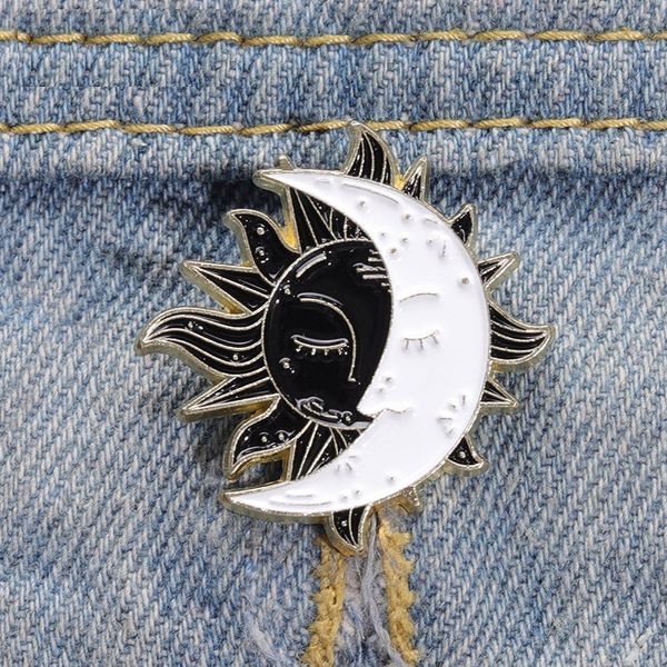 sun and moon enamel pins custom black white brooches lapel badges punk lovers jewelry gift for friends, Blue
sun and moon enamel pins custom black white brooches lapel badges punk lovers jewelry gift for friends, Blue
