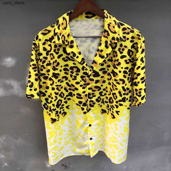 men's casual shirts men yellow leopard color contrast print shirt short sleeve casual shirt streetwear camisa fashion masculina shirt, White;black
men's casual shirts men yellow leopard color contrast print shirt short sleeve casual shirt streetwear camisa fashion masculina shirt, White;black