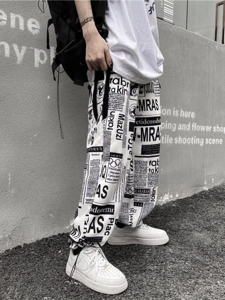 pants american retro trousers hiphop high street newspaper full print casual pants men women loose large size wide leg cargo pants, Black
pants american retro trousers hiphop high street newspaper full print casual pants men women loose large size wide leg cargo pants, Black