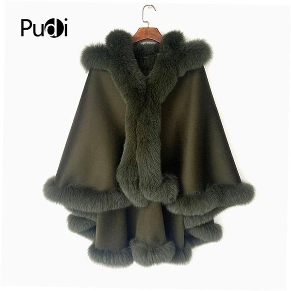 fur pudi women real fox fur coat jacket female genuine wool hooded shawl cape, Black
fur pudi women real fox fur coat jacket female genuine wool hooded shawl cape, Black
