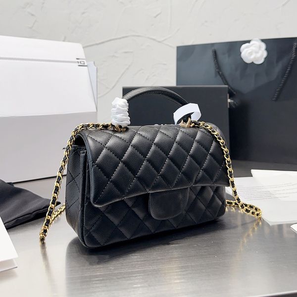 23ss womens caviar leather classic mini flap bags with handle totes gold metal hardware matelasse chain crossbody shoulder handbags trendy c
23ss womens caviar leather classic mini flap bags with handle totes gold metal hardware matelasse chain crossbody shoulder handbags trendy c