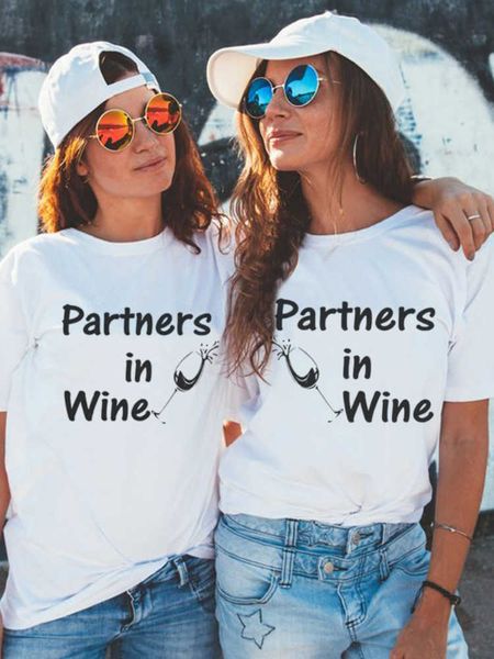 women t shirt partners in wine glassess print friends tee shirt short sleeve o neck loose women tshirt camisetas mujer, White
women t shirt partners in wine glassess print friends tee shirt short sleeve o neck loose women tshirt camisetas mujer, White