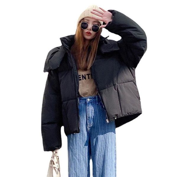 leather 2022 new winter parkas women puffy short hooded bread padded cotton jackets thick warm students coats loose lady outerwear jh530, Black
leather 2022 new winter parkas women puffy short hooded bread padded cotton jackets thick warm students coats loose lady outerwear jh530, Black