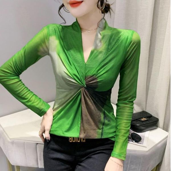 t-shirt #8864 green red tie dye t shirt women vneck tight mesh wrap t shirt female long sleeve thin folds women's tshirt spring, White
t-shirt #8864 green red tie dye t shirt women vneck tight mesh wrap t shirt female long sleeve thin folds women's tshirt spring, White