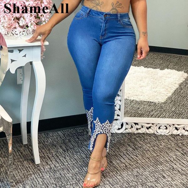 pants plus size rhinestone beading stretchy skinny ankle length pencil jeans 4xl women split indie capris distressed denim trousers, Black
pants plus size rhinestone beading stretchy skinny ankle length pencil jeans 4xl women split indie capris distressed denim trousers, Black