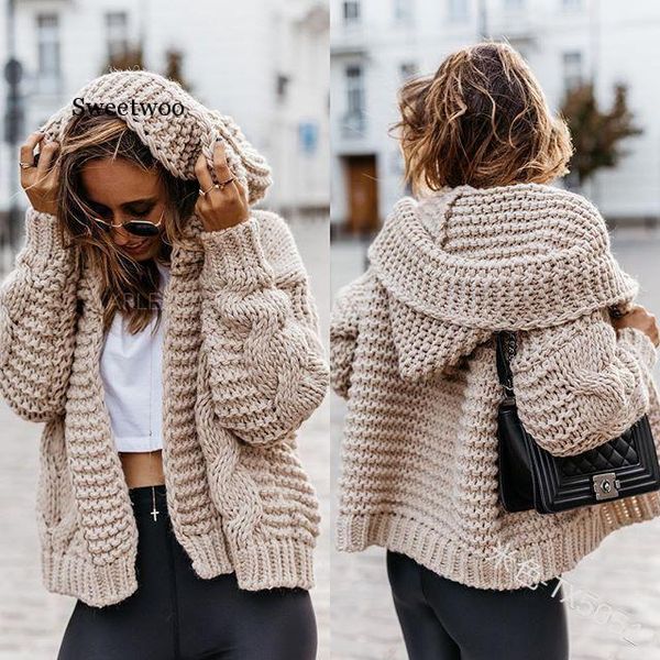sweaters women long cardigan solid hooded cardigans sweater autumn spring female keep warm lantern sleeve loose wool knitted coat, White;black
sweaters women long cardigan solid hooded cardigans sweater autumn spring female keep warm lantern sleeve loose wool knitted coat, White;black