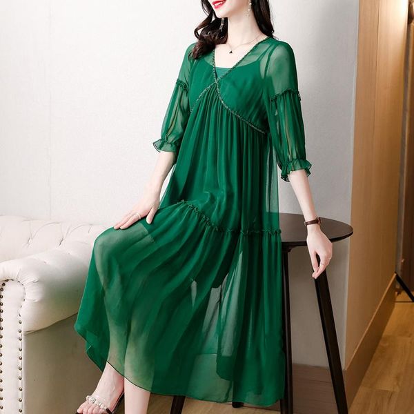 dresses women summer green natural silk beach midi dress 2023 vintage solid chiffon prom dress elegant bodycon party evening vestidos, Black;gray
dresses women summer green natural silk beach midi dress 2023 vintage solid chiffon prom dress elegant bodycon party evening vestidos, Black;gray