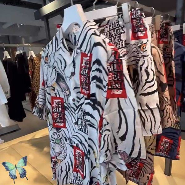men's casual shirts summer limit wacko maria suit white tiger print graffiti loose short sleeve shirt casual loose shorts for men women, White;black
men's casual shirts summer limit wacko maria suit white tiger print graffiti loose short sleeve shirt casual loose shorts for men women, White;black
