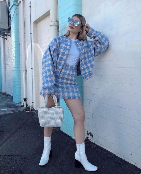 pants vintage high waist mini short skirts long sleeve suitssweet women pearl button black check gingham plaid blazer 2 pieces set, White
pants vintage high waist mini short skirts long sleeve suitssweet women pearl button black check gingham plaid blazer 2 pieces set, White