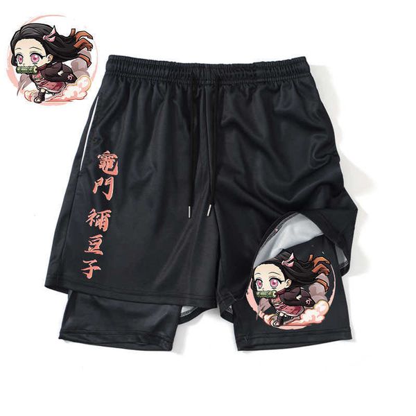 men's shorts anime demon slayer 2 in 1 sport running mesh breathable shorts men jogging quick dry gym shorts fitness workout men shorts, White;black
men's shorts anime demon slayer 2 in 1 sport running mesh breathable shorts men jogging quick dry gym shorts fitness workout men shorts, White;black