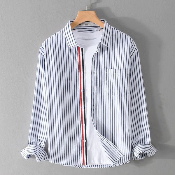 men's casual shirts spring autumn men's clothes striped lapel casual loose cotton shirt youth casual fashion versatile shirt 23050, White;black
men's casual shirts spring autumn men's clothes striped lapel casual loose cotton shirt youth casual fashion versatile shirt 23050, White;black