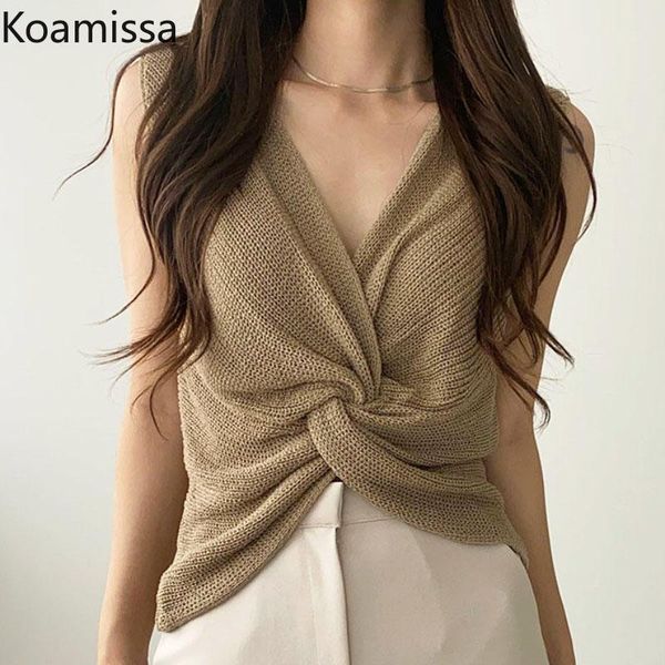 tanks koamissa korean chic summer tank french temperament cross vneck sleeveless knitted pullovers women korean loose new, Black;white
tanks koamissa korean chic summer tank french temperament cross vneck sleeveless knitted pullovers women korean loose new, Black;white