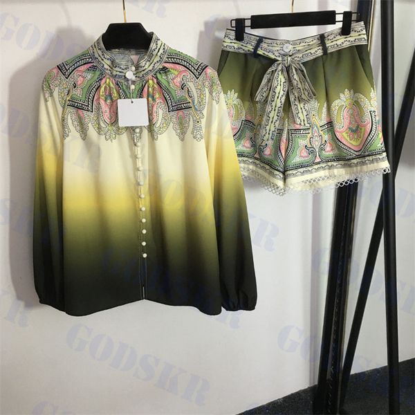 retro printed shirts womens shorts two piece designer long sleeved casual short pants, White
retro printed shirts womens shorts two piece designer long sleeved casual short pants, White