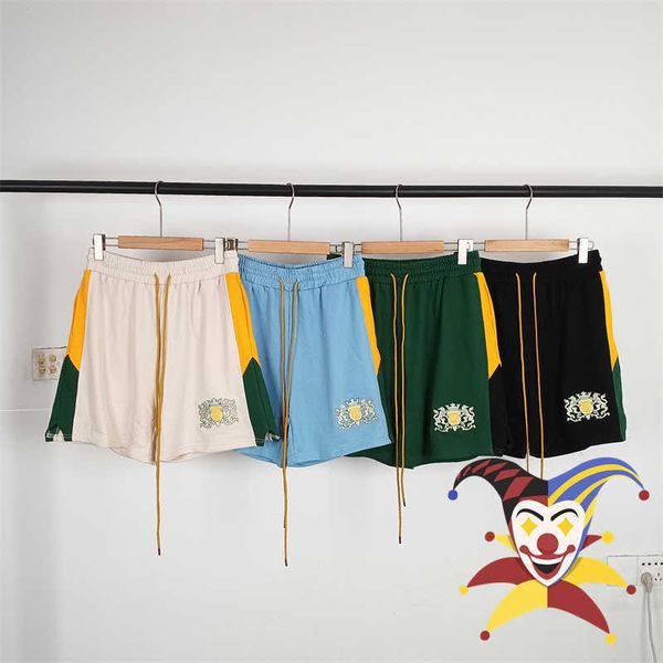 men's shorts embroidered badge shorts men women yellow drstring patchwork shorts breeches j230503, White;black 
men's shorts embroidered badge shorts men women yellow drstring patchwork shorts breeches j230503, White;black