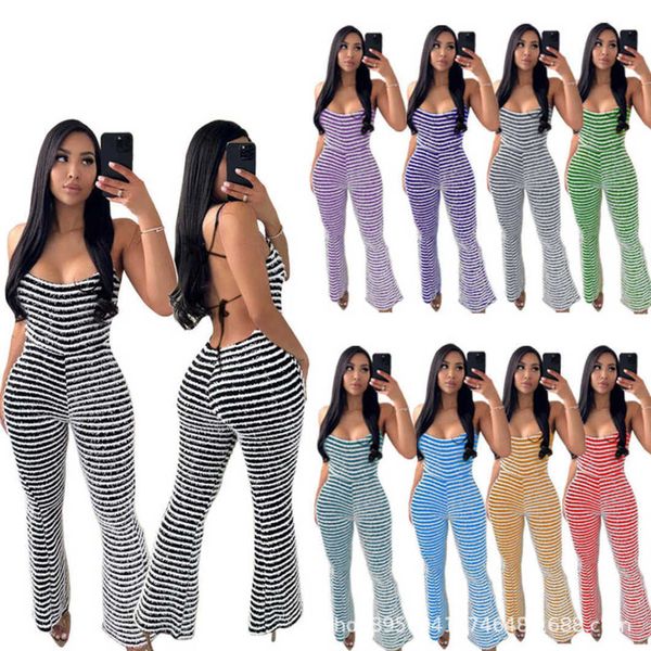 women summer rompers spicy girl large open back strap show chest lift hip stripe one piece flare pants clubwear jumpsuits romper, Black;white
women summer rompers spicy girl large open back strap show chest lift hip stripe one piece flare pants clubwear jumpsuits romper, Black;white