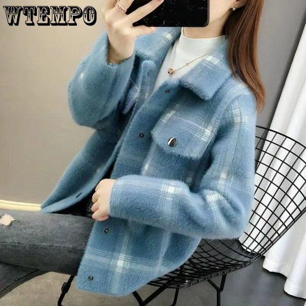 fur women blue plaid jacket long sleeve soft mink cashmere coats turndown collar short sweater cardigan fall winter fashion korean, Black
fur women blue plaid jacket long sleeve soft mink cashmere coats turndown collar short sweater cardigan fall winter fashion korean, Black