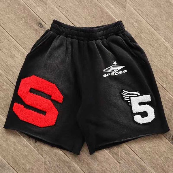 men's shorts sp5der 555555 shorts embroidery towl cut damage shortpant men women wash do old young thug casual breeches j230503, White;black
men's shorts sp5der 555555 shorts embroidery towl cut damage shortpant men women wash do old young thug casual breeches j230503, White;black