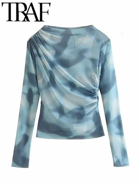 women's blouses shirts traf women fashion printed tulle blouses vintage long sleeve with lining lady thin shirts female casual with ruc, White
women's blouses shirts traf women fashion printed tulle blouses vintage long sleeve with lining lady thin shirts female casual with ruc, White