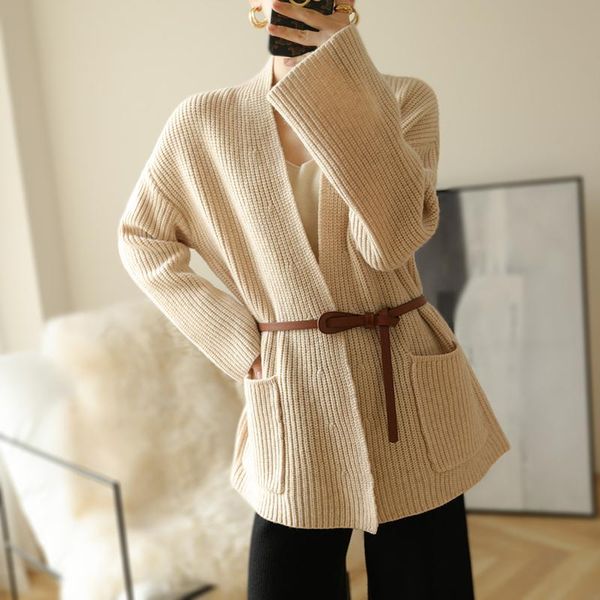sweaters autumn and winter new cashmere sweater 100% pure wool thick knitted cardigan woman vneck warm loose casual coat cardigan, White;black
sweaters autumn and winter new cashmere sweater 100% pure wool thick knitted cardigan woman vneck warm loose casual coat cardigan, White;black