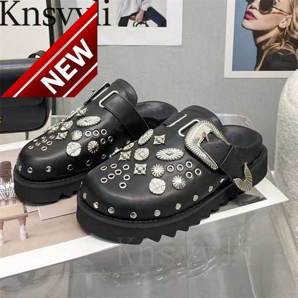 boots summer slippers women thick sole mules metal rivet punk shoes lady genuine leather flat platform slipper casual slides woman 221215, Black
boots summer slippers women thick sole mules metal rivet punk shoes lady genuine leather flat platform slipper casual slides woman 221215, Black