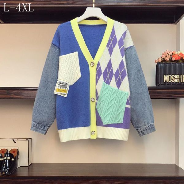 t-shirt plus size women spring autumn jeans patchwork plaid kardigan sweater coat woman casual femme sweater ladies new arrival 2021, Black
t-shirt plus size women spring autumn jeans patchwork plaid kardigan sweater coat woman casual femme sweater ladies new arrival 2021, Black