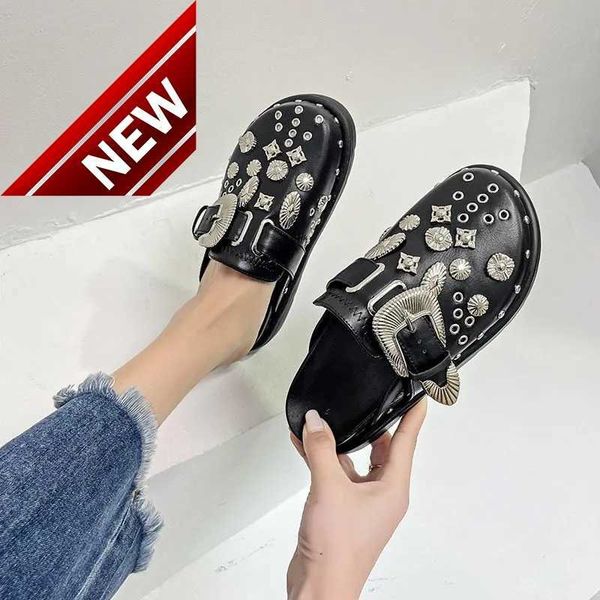 slippers summer women platform rivets punk rock leather mules creative metal fittings casual party shoes female outdoor slides 221031, Black
slippers summer women platform rivets punk rock leather mules creative metal fittings casual party shoes female outdoor slides 221031, Black