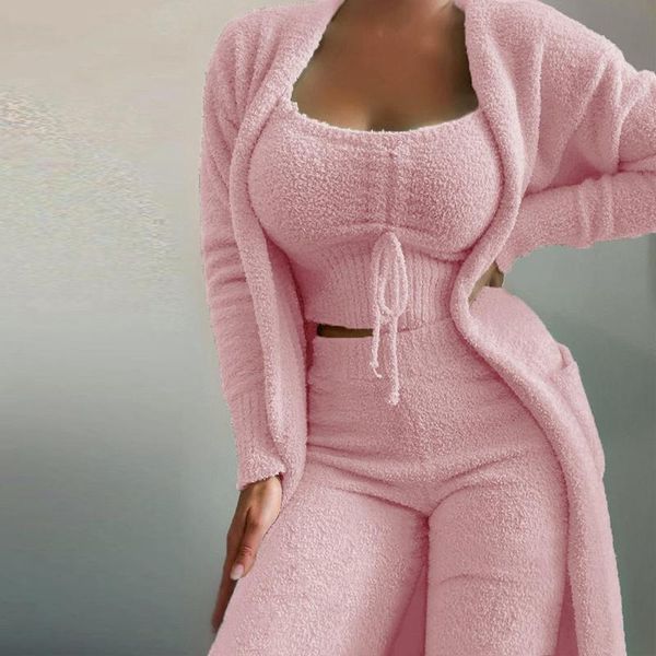 pants winter soft fleece homewear women tank and cardigans and high waist pants suits ladies elegant slim threepiece sets, White
pants winter soft fleece homewear women tank and cardigans and high waist pants suits ladies elegant slim threepiece sets, White