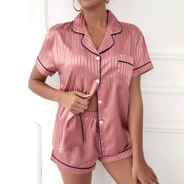 women's sleep lounge 2022 women sleepwear summer pajama set pink turn down collar faux silk satin short sleeve shorts female pijama hom
women's sleep lounge 2022 women sleepwear summer pajama set pink turn down collar faux silk satin short sleeve shorts female pijama hom