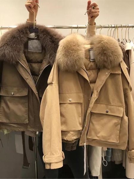 parkas new winter women vintage white 90% white duck down jacket real fox fur collar warm coat ladies thick loose down parkas outerwear, Black
parkas new winter women vintage white 90% white duck down jacket real fox fur collar warm coat ladies thick loose down parkas outerwear, Black