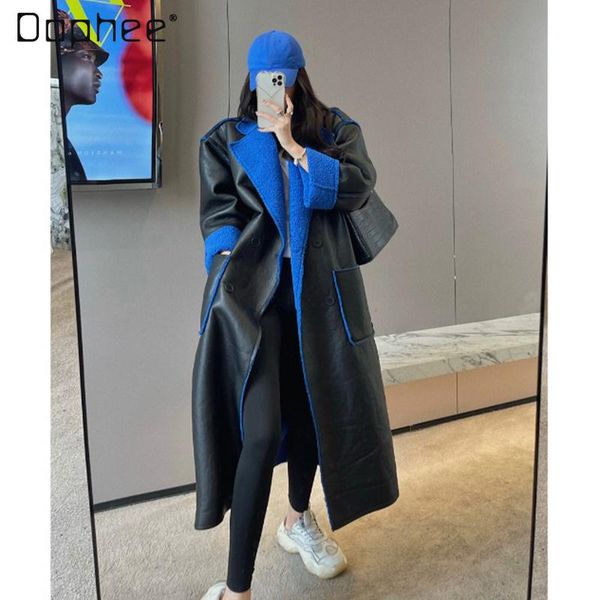 fur long lamb wool overcoat for women winter long sleeve cotton thick woolen coat female double face single breasted jacket, Black
fur long lamb wool overcoat for women winter long sleeve cotton thick woolen coat female double face single breasted jacket, Black